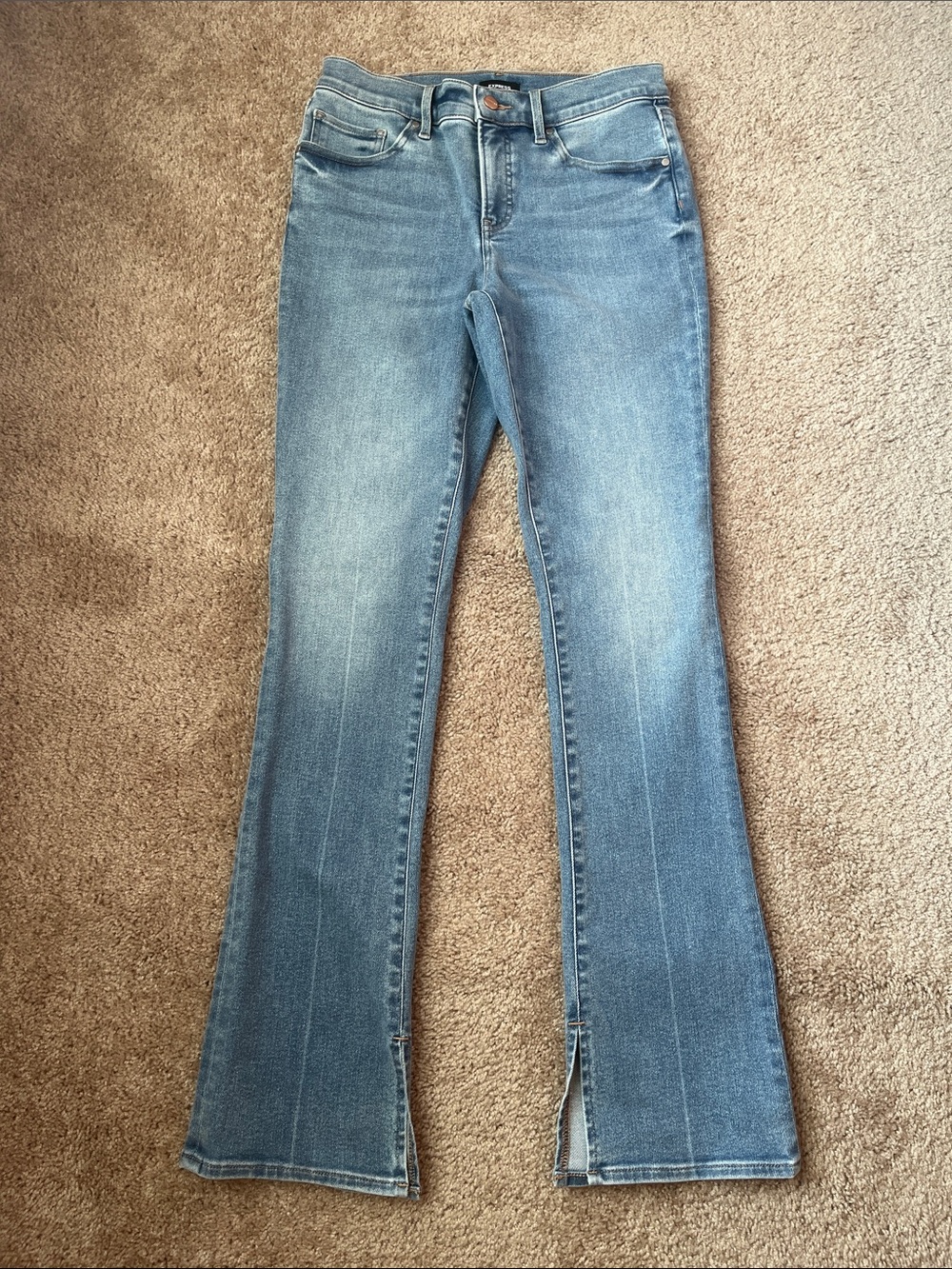 Express Skyscraper Mid Rise Split Hem Jeans - Picture 2 of 11